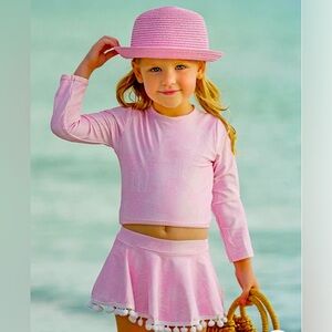 two-piece swimsuit /rashguard top and matching skirted bottoms 6x/6y